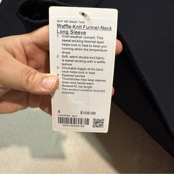 NWT Lululemon X Dogpound Waffle-Knit Funnel-Neck LongSleeve Shirt Black Size 8 - Picture 4 of 6